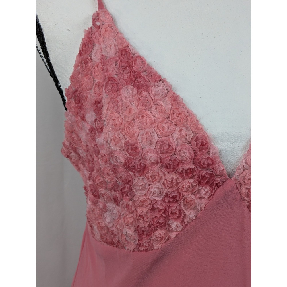 Y2K Babydoll Fairy Milkmaid Coquette Mesh Maxi Dress Roses Pink Prom 90s A055 - Picture 8 of 10